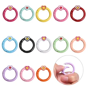 Colorful heart-shaped spring ring connectors for DIY keychain and bag accessories