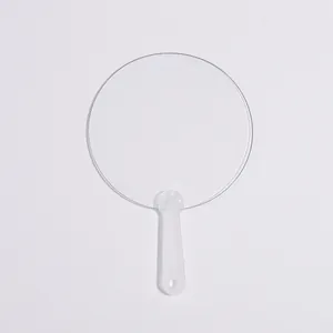 Transparante plastic mini ronde handwaaier met handvat voor DIY-knutselen en stickers