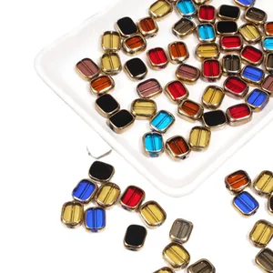 Handmade gold-edged crystal glass beads for jewelry making necklaces and bracelets