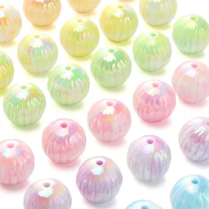 Mehrfarbige 16mm Acryl-Kürbisperlen mit Rippenstruktur für DIY-Schmuckherstellung