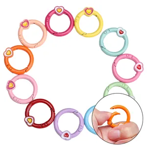 Colorful heart-shaped spring ring buckles for DIY keychain charms and bag accessories