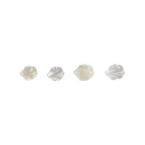 Set of 4 pearlized shell petal charms with fine veins for DIY jewelry making