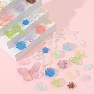 Cuentas de Acrílico Degradado Flor Lazo Esmerilado Iridiscente Accesorios Joyería DIY Para Pulsera Hecha a Mano Horquilla