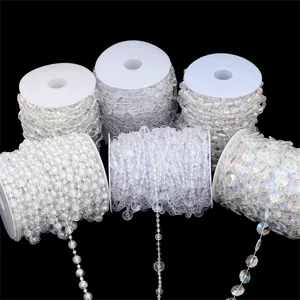 Acrylic Iridescent Bead Chain DIY Decoration Accessories For Wedding Party Home Decor Transparent Faceted Bead String