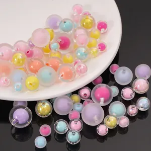 Perline in acrilico smerigliato multicolore perla-nella-perla per gioielli fai-da-te
