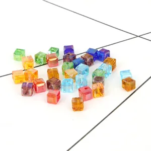 8mm colorful cubic crystal glass beads with faceted cut for DIY jewelry making