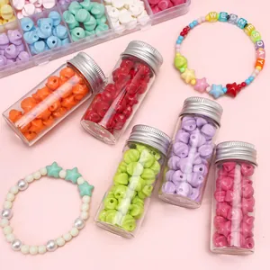 Perline colorate a stella e cuore per gioielli fai-da-te in barattoli e scatola di plastica