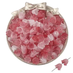 Cuentas de lirio de los valles en acrílico degradado rosa para creación de joyas DIY