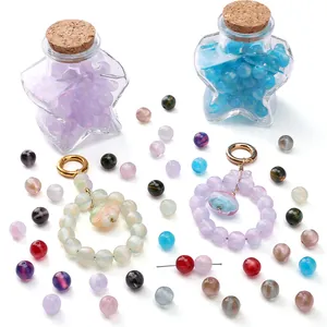DIY jewelry kit with 10mm resin beads, star-shaped glass bottles and metal rings