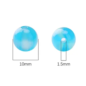 Blue and white marble 10mm resin round beads with 1.5mm hole for DIY jewelry making