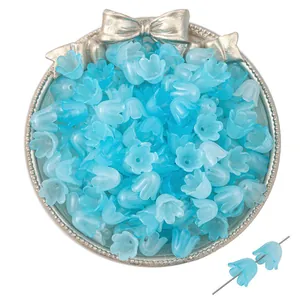 Cuentas de lirio de los valles en acrílico azul claro esmerilado para joyería y accesorios DIY