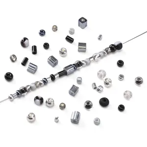 DIY jewelry beads set in black grey and white glass styles for handmade necklace making