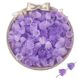 Cuentas de lirio de los valles en acrílico morado mate para bisutería hecha a mano