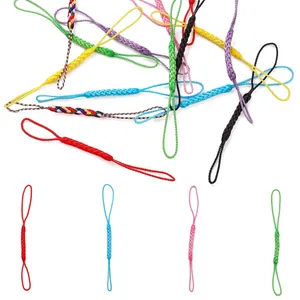 Lanières de téléphone tressées multicolores faites main avec double boucle pour bijoux DIY
