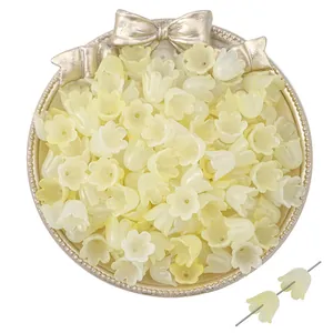 Cuentas de lirio de los valles en acrílico amarillo pálido para joyería artesanal