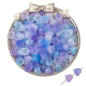 Cuentas de lirio de los valles en acrílico degradado lavanda y azul para bisutería DIY