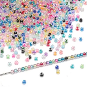 Colorful 2-4mm glass seed beads for DIY jewelry making with transparent finish