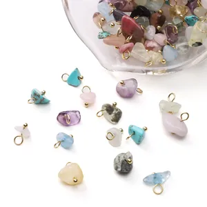 Mini pendentifs en pierres naturelles avec boucles dorées pour création de bijoux DIY