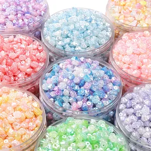 ABS Imitation Artificial Pearl Camellia Rose Flower Loose Beads For DIY Jewelry Making Pearlescent Resin Acrylic Spacer Beads Accessory