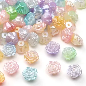 Pearlescent ABS camellia flower and bell shaped beads for DIY jewelry making