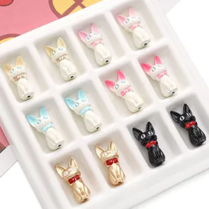 Pendentifs chat mignons en alliage noir, blanc et doré pour bijoux DIY et artisanat