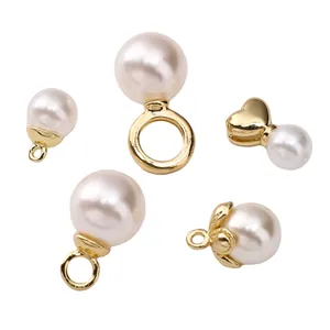 14K gold plated brass pearl cap accessories for DIY earrings and jewelry making