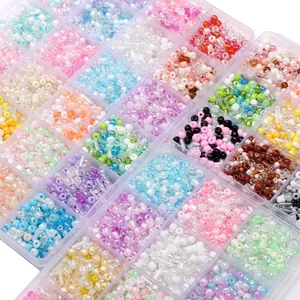 Kit de perles de rocaille DIY en boîte de rangement avec perles en verre colorées