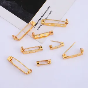 Set of 8 gold copper oversized safety pins with holes for DIY jewelry and sweater shawl brooches