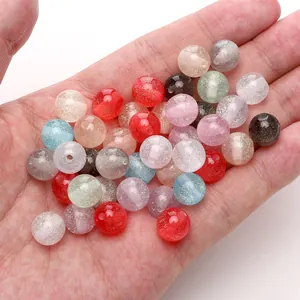 Sparkly translucent resin round beads with glitter for DIY bracelets and necklaces
