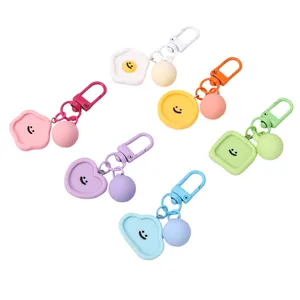 Colorful macaron resin smiley face pendants for DIY keychains and bag accessories