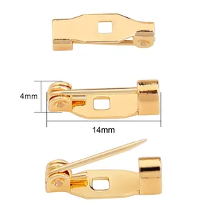 14mm golden double-hole safety pin back catch for DIY brooch jewelry making