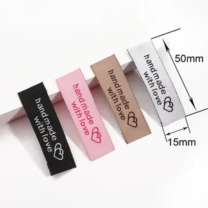 Handmade with Love woven clothing labels in four colors for DIY sewing accessories