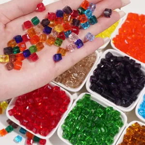 Vibrant 6/8mm square glass crystal beads for DIY handmade jewelry and phone chains