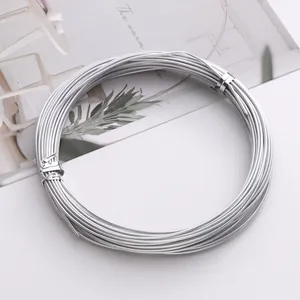 Detailed view of 2mm silver aluminum craft wire coil with securing clips for DIY jewelry