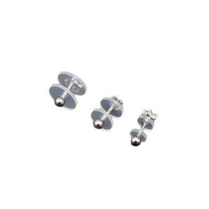 Clear silicone ear pads with silver metal studs for DIY earring making and comfort