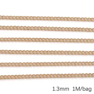 Catena sottile in rame-ferro dorato da 1,3 mm per creazione di collane e gioielli fai da te