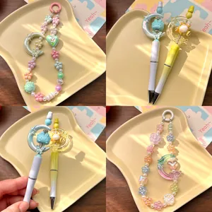 Colorful acrylic beads with moon and animal charms for DIY beaded pens and keychains