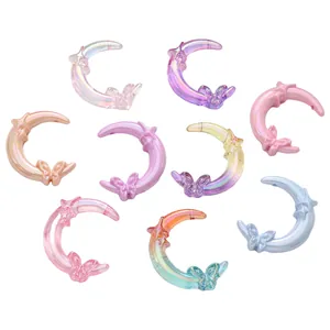 Pastel acrylic moon butterfly star charms for DIY jewelry making in various candy colors