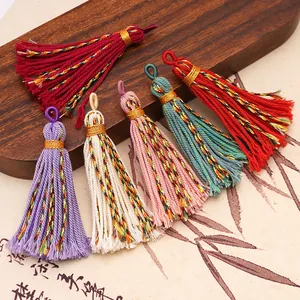 Handcrafted colorful cotton tassels with gold thread neck for DIY accessories