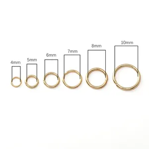 Gouden roestvrijstalen open buigringen voor sieraden in zes maten van 4mm tot 10mm