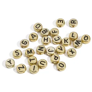 Golden acrylic alphabet beads 4x7mm for DIY bracelet and jewelry making projects