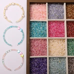 Perles en verre dépoli 4mm avec feuille d'or pour DIY bracelets et bijoux faits main