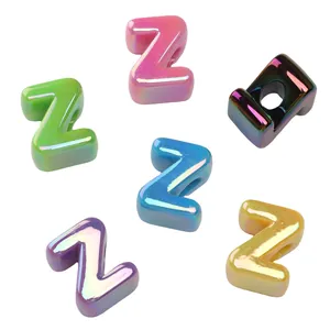 Perline lettera Z per gioielli fai da te con finitura arcobaleno color pastello