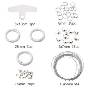 DIY Schmuckset mit Handy-Patch, Metallringen, Federverschlüssen, Perlen und 5m Draht