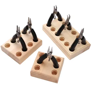 Solid wood plier organizer set with multi-size pine holders for DIY tool storage