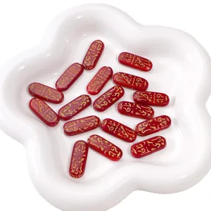 Red and gold glass clover oval beads for DIY handmade jewelry bracelets and necklaces
