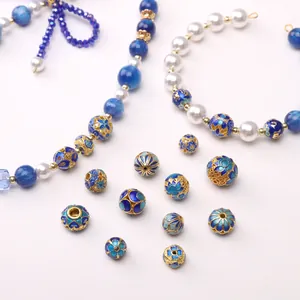 Enamel alloy beads with floral patterns for DIY jewelry making of bracelets and necklaces