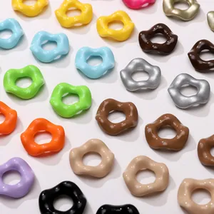 Close-up of colorful wavy acrylic beads for DIY jewelry making and bracelet accessories