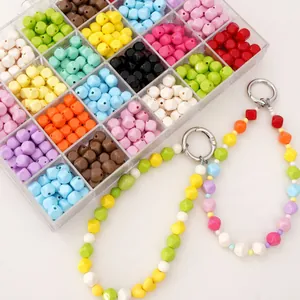 8mm colorful acrylic faceted square beads kit in 24-grid organizer for DIY jewelry making