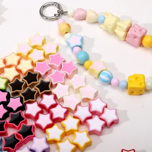 Cuentas de estrella de acrílico de colores para joyería DIY y cadenas de teléfonos